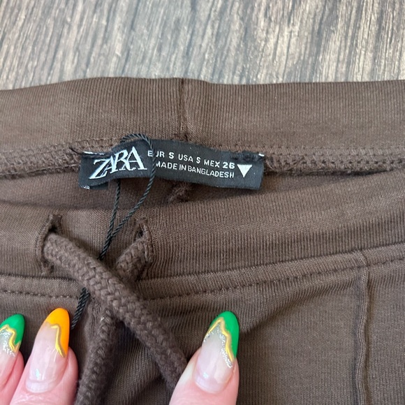 NWT Zara Chocolate Brown Drawstring Pants - Picture 4 of 4